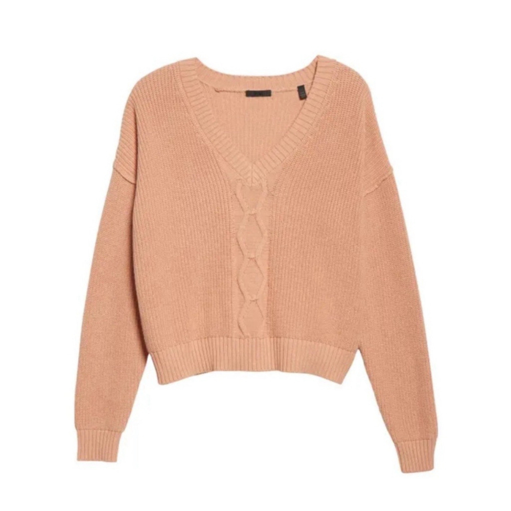 ATM Anthony Thomas Melillo Cotton Cashmere V Neck Sweater Pullover Dusty Rose SM